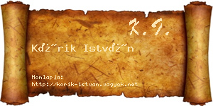 Kórik István névjegykártya