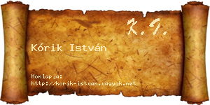 Kórik István névjegykártya